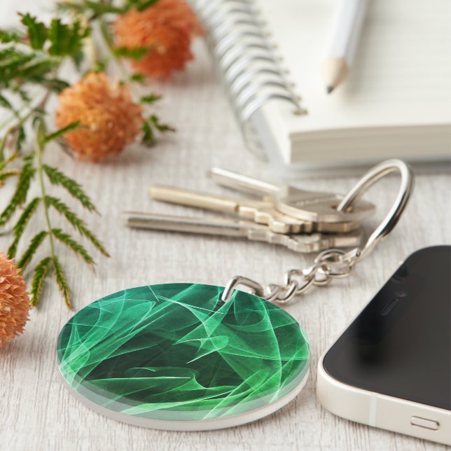 Elegant Smoke Swirl Texture Key Ring (Front Right)
