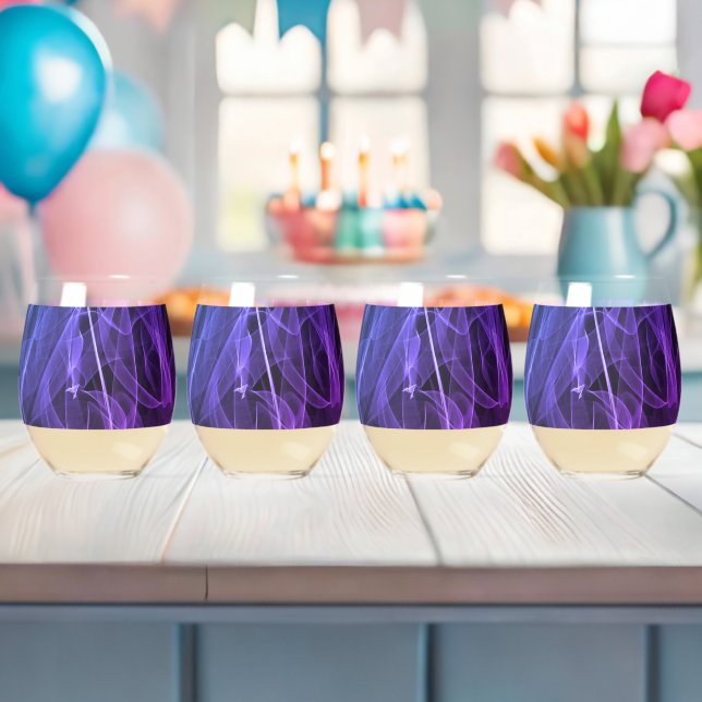 Elegant Smoke Swirl Texture Stemless Wine Glass (Insitu (Baby Shower))
