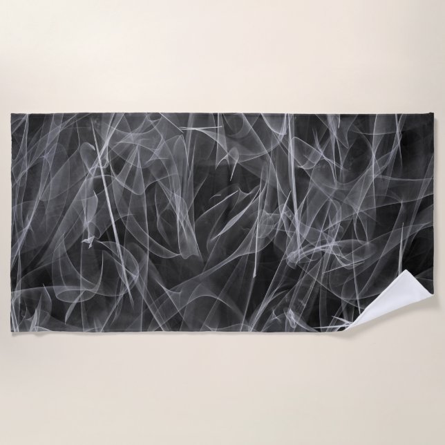 Elegant Smoke Swirls – Mystical Aesthetics Beach Towel (Front)
