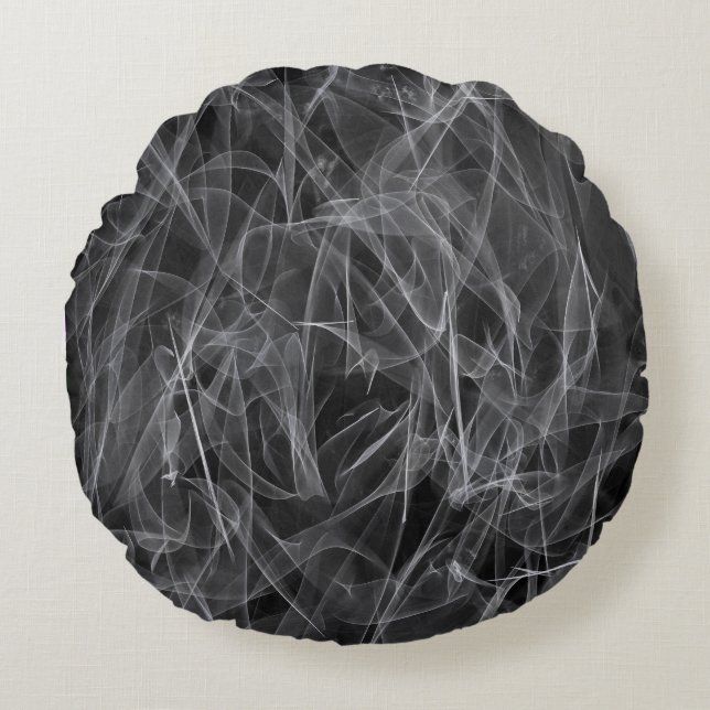 Elegant Smoke Swirls – Mystical Aesthetics Round Cushion (Front)