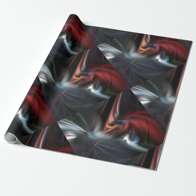 Elegant Smokey Fractal Wrapping Paper (Unrolled)