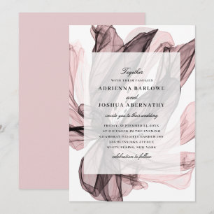 Elegant Smoky Floral Dusty Pink Wedding Invitation