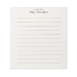 Elegant Smooth Lines Teacher Notepad