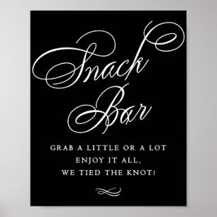 Elegant Snack Bar Black Calligraphy   Chic Table Poster