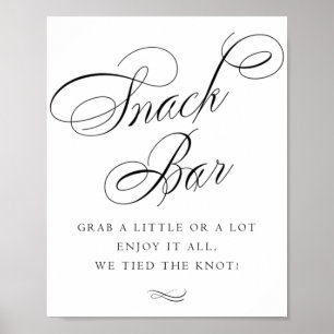 Elegant Snack Bar Black Calligraphy   Chic Table Poster