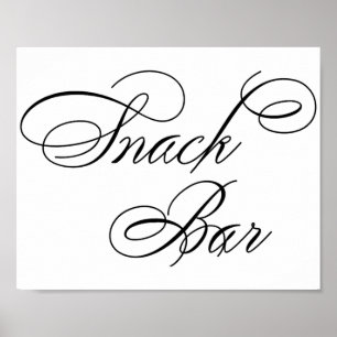 Elegant Snack Bar Black Script   Horizontal Table Poster