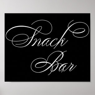 Elegant Snack Bar White Script   Horizontal Table Poster