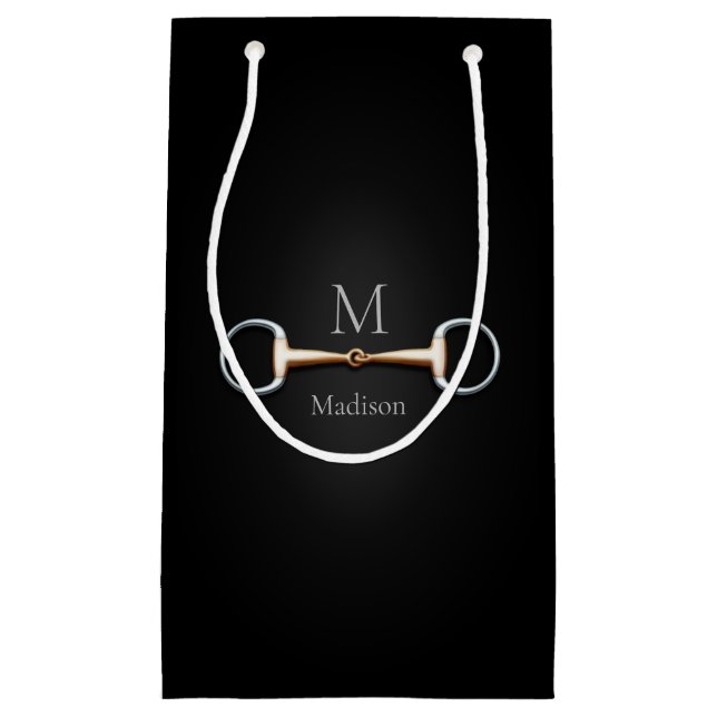 Elegant Snaffle Bit Monogrammed Custom Black Small Gift Bag (Front)
