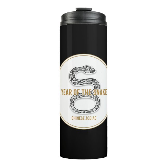 Elegant Snake - Luxury Chinese Zodiac Art & Mystic Thermal Tumbler (Front)