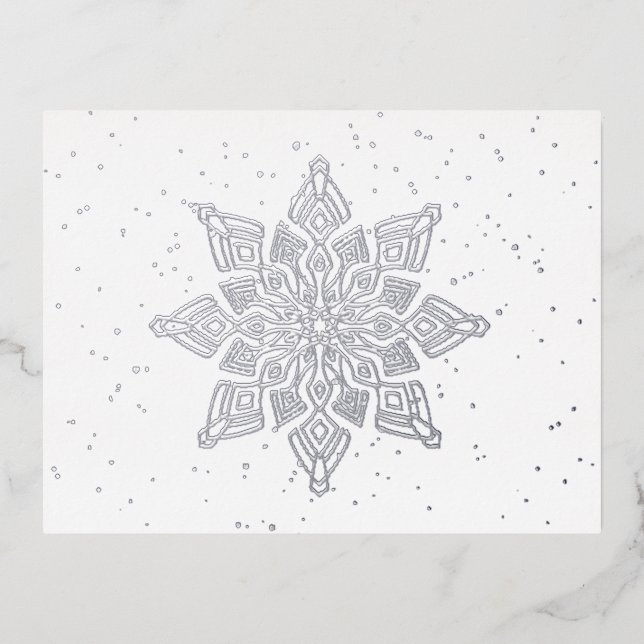 Elegant Snow Flake Real Foil Holiday Postcard (Front)