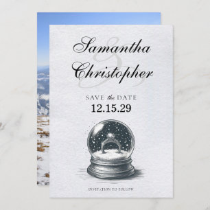 Elegant Snow Globe Engagement Ring Save The Date