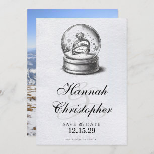 Elegant Snow Globe Wedding Rings Save The Date