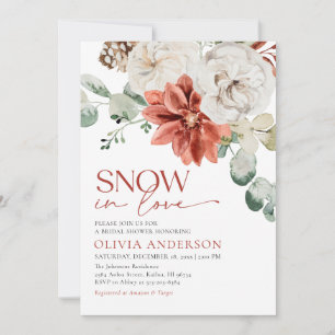 Elegant Snow in Love Winter Red Bridal Shower Invitation