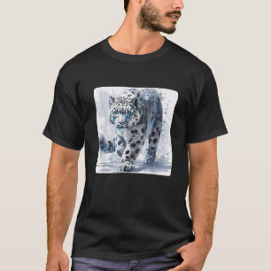 Elegant Snow Leopard for a Sleek Winter Design T-Shirt