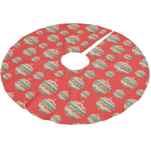 Elegant Snow merry Christmas Ornament Pattern Brushed Polyester Tree Skirt