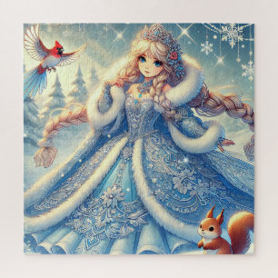 Elegant Snow Queen in Winter Wonderland Jigsaw Puzzle
