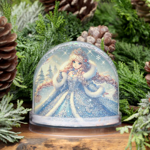 Elegant Snow Queen in Winter Wonderland Snowglobe