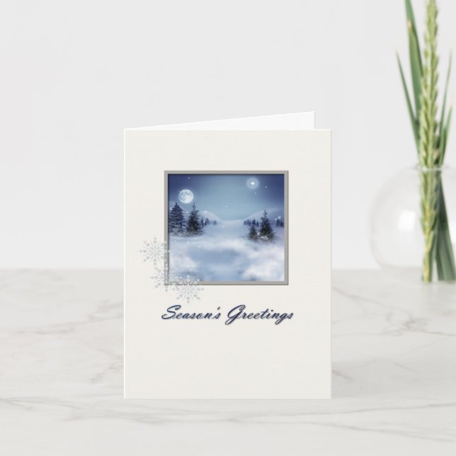Elegant Snow Scene Holiday Greeting Card (Front)