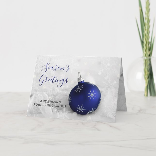 Elegant Snow Scene Navy Ornament Company Holiday (Front)