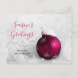 Elegant Snow Scene Pink Ornament Business holiday Postcard