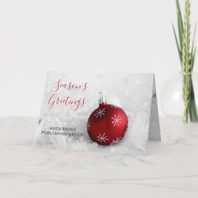 Elegant Snow Scene Red Ornament Company Holiday (Front)