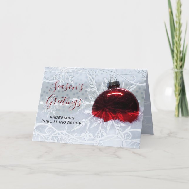 Elegant Snow Scene Red Ornament Company Holiday (Front)