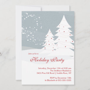 Elegant Snow Trees Holiday Party Invitation