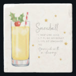 Elegant Snowball Cocktail Recipe White Christmas Stone Coaster<br><div class="desc">Keep your table safe with this elegant and whimsical Christmas cocktail coaster. It features a watercolor illustration of a highball glass filled with a yellow drink,  plus the recipe for a Snowball cocktail written in hand lettered script. The background is white with gold stars.</div>