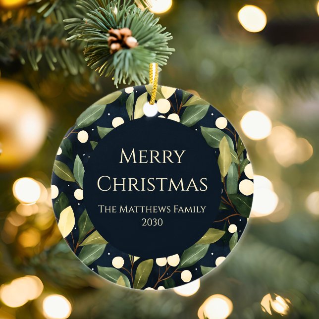 Elegant Snowberry Christmas Photo Ceramic Tree Decoration (Elegant Snowberry Christmas Photo Ceramic Ornament
)