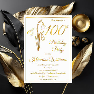 Elegant Snowdrops 100th Birthday Party Stamped