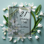 Elegant Snowdrops 21st Birthday Party  Acrylic Invitations<br><div class="desc">Elegant snowdrops birth month floral design "21st Birthday Party" design featuring a snowdrop floral motif with a black and white snowdrop floral pattern on back.</div>