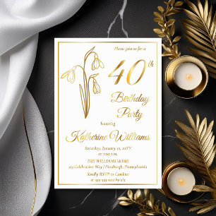 Elegant Snowdrops 40th Birthday Party Stamped