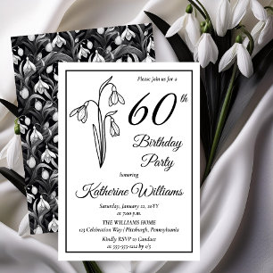 Elegant Snowdrops 60th Birthday Party  Invitation