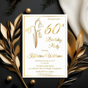 Elegant Snowdrops 60th Birthday Party Stamped