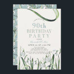 Elegant Snowdrops Watercolor 90th Birthday Invitation<br><div class="desc">This elegant 90th birthday invitation features snowdrops in watercolor on a cream background. The reverse side features a light turquoise blue background with snowdrop patterns. Personalise it for your needs. You can find more bunny products at my store.</div>