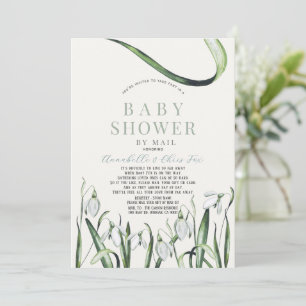 Elegant Snowdrops Watercolor Baby Shower by Mail Invitation