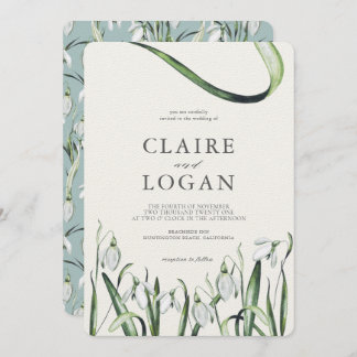 Elegant Snowdrops Watercolor Wedding Invitation