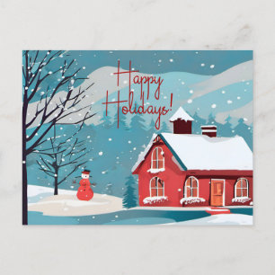 Elegant Snowfall Festive Christmas Happy Holiday Postcard
