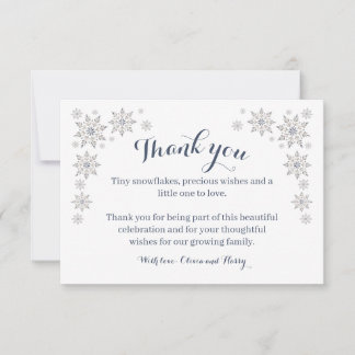 Elegant Snowflake Baby Shower Thank you card