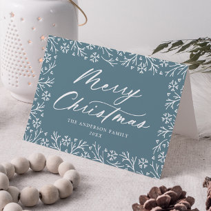 Elegant Snowflake Blue Merry Christmas Non-Photo Holiday Card