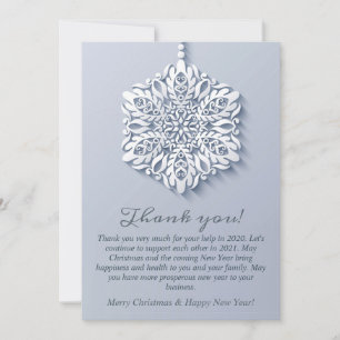 Elegant Snowflake Christmas Corporate Holiday Thank You Card