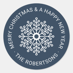 Elegant Snowflake Christmas Gift Tag Round Sticker