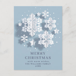 Elegant Snowflake Christmas Greeting Holiday Postcard