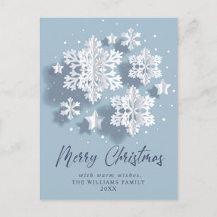Elegant Snowflake Christmas Greeting Holiday Postcard