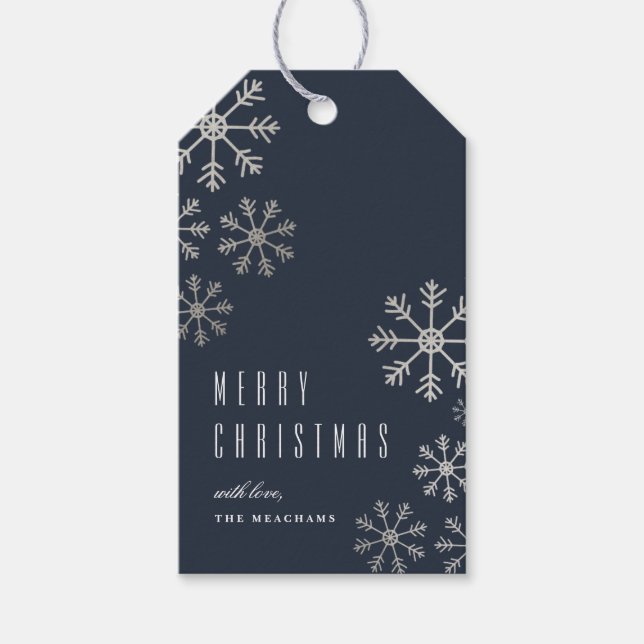 Elegant Snowflake Christmas Holiday Gift Tags (Front)