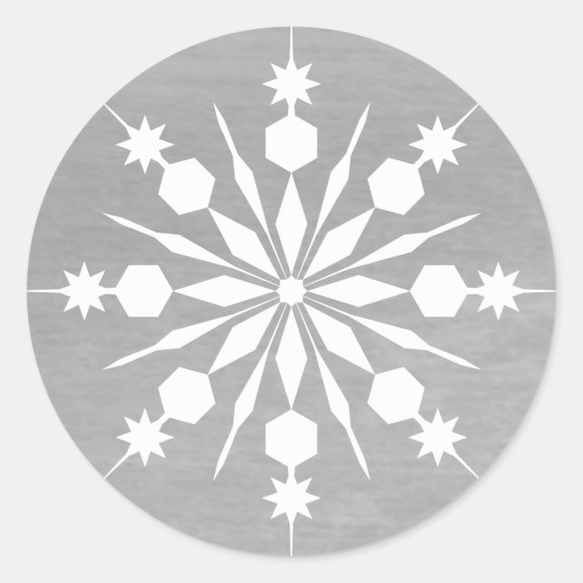 Elegant Snowflake Christmas Merry Winter Classic Round Sticker (Front)