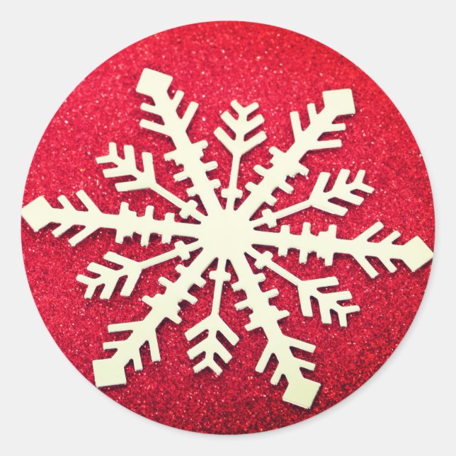 Elegant Snowflake Christmas Merry Winter Classic Round Sticker (Front)