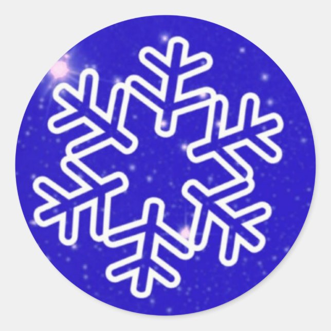 Elegant Snowflake Christmas Merry Winter Classic Round Sticker (Front)