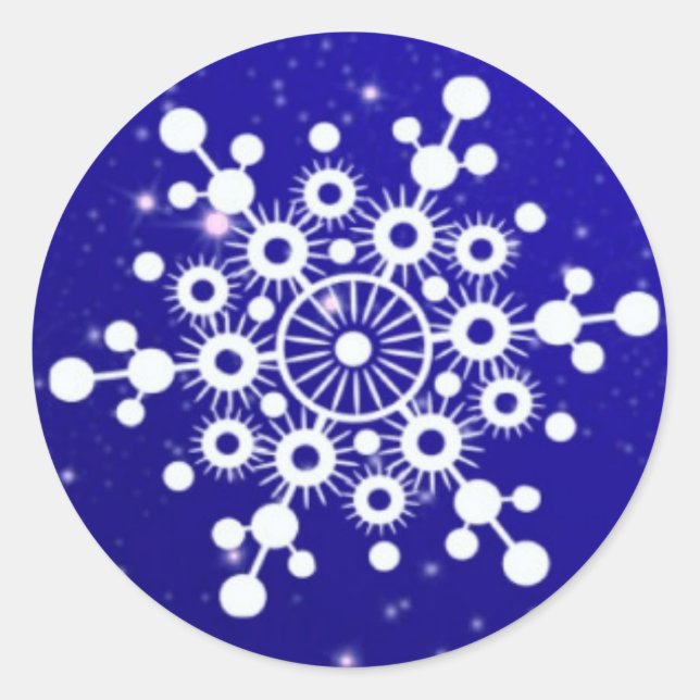 Elegant Snowflake Christmas Merry Winter Classic Round Sticker (Front)