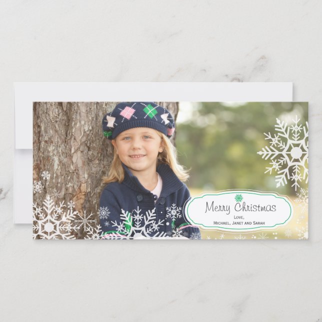 Elegant Snowflake Christmas Photo Card (Front)
